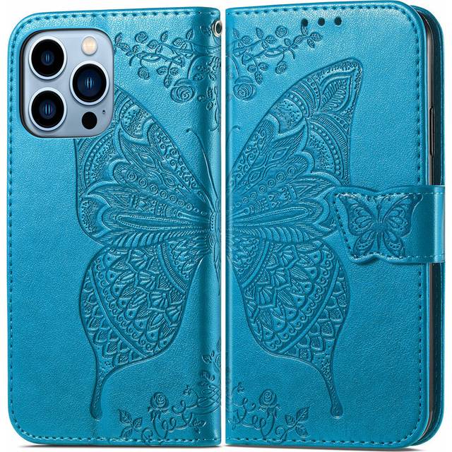 (HuDie Blue, For Nokia G10) Flip Leather Case ForG10 G11 Plus G20 G21 G22 Card Wallet Phone Book CoverDog Mandala Leaf Embossing Housing Stand