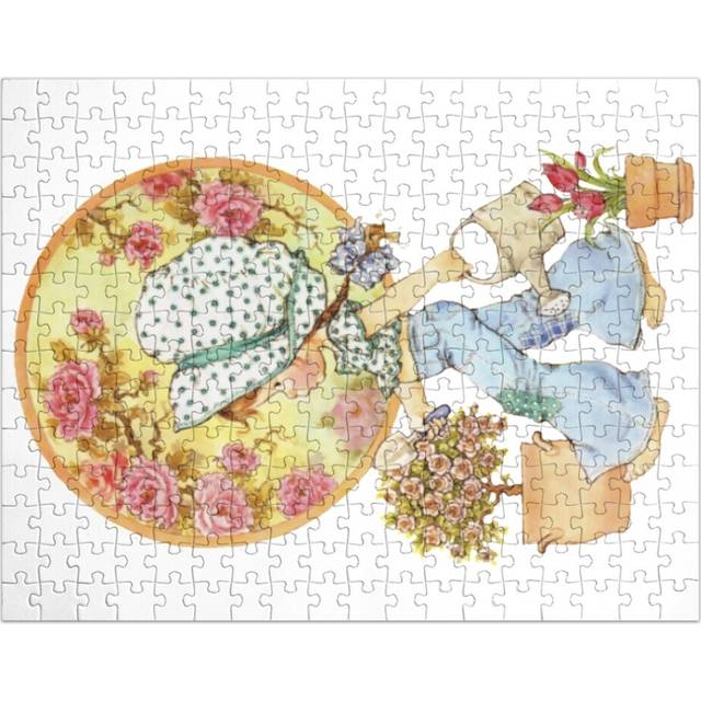 (Sarah Kay - Girl, roses and watering can=6992) Jigsaw Puzzle Wooden 300-Piece for Adults Kids Seniors- Home Decor Family Activity Game Wall Art 38x26