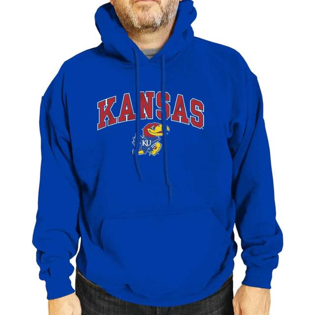 Campus Colors Adult Arch & Logo Soft Style Gameday Hooded Sweatshirt (Kansas Jayhawks - Royal  X-Large)