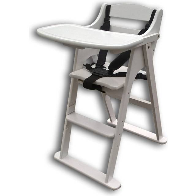 (White) Safetots Putaway Folding Wooden Highchair