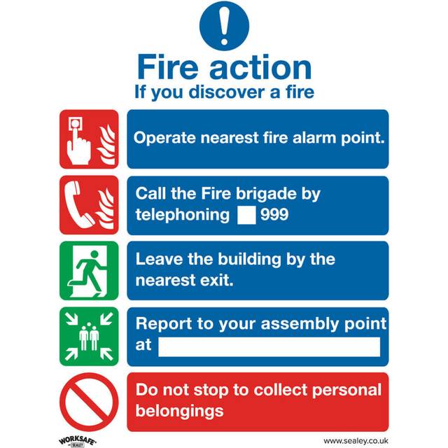 10x FIRE ACTION NO LIFT Health & Safety Sign Self Adhesive 200 x 250mm Sticker
