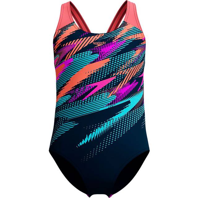 Speedo Digital Placement Splashback Junior Swimsuit - Coral Sands