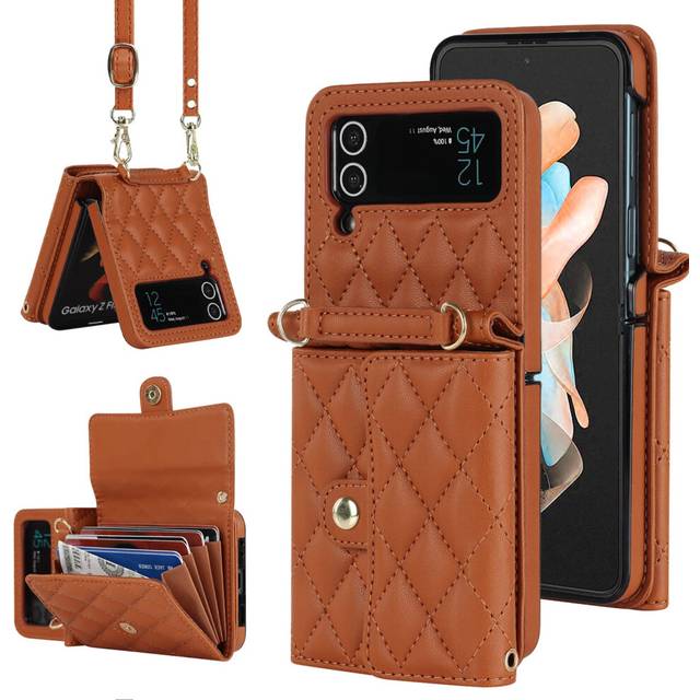 XIMAND for Samsung Galaxy Z Flip 3 Accordion Crossbody Wallet Case  4 Card Slots  RFID Blocking  and Adjustable Strap - Stylish and Versatile Accessor