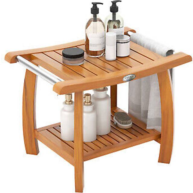 Waterproof Corner Shower Bench Stool with Storage Shelf for Shaving Legs-White