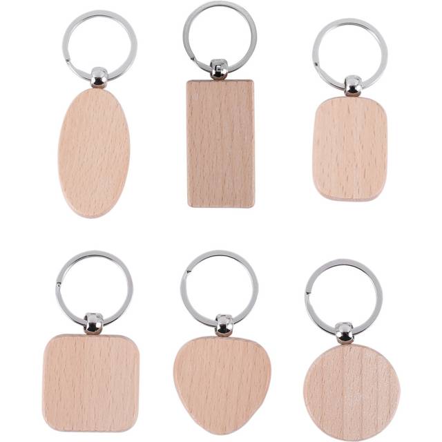 60 Blank Wooden Wooden Keychain Diy Wooden Keychain