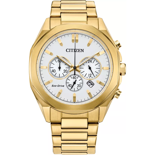 CITIZEN Män analog kvarts klocka med rostfritt stål armband CA4592-85A, Vit, Armband