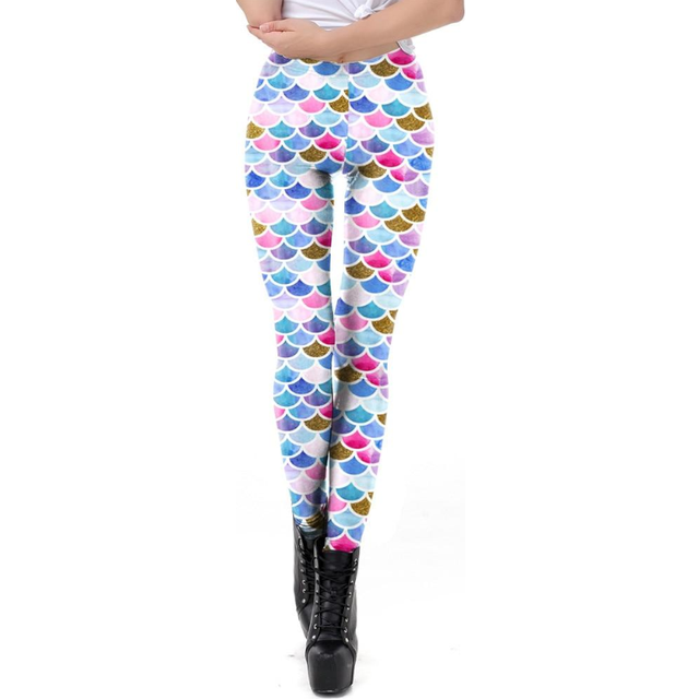 (Rainbow, L) Mermaid Tail Scale Leggings Women Colourful Fitness Yoga Pants