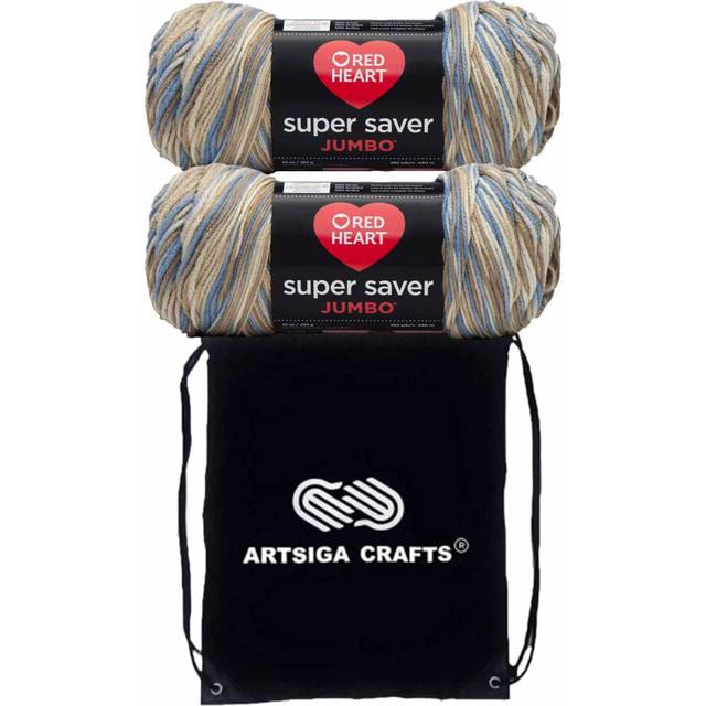 Red Heart Super Saver Mirage E302C-0301 (2-Skeins - Same Dye Lot) Worsted Medium #4 Acrylic Yarn for Crocheting and Knitting - Bundle with 1 Artsiga C