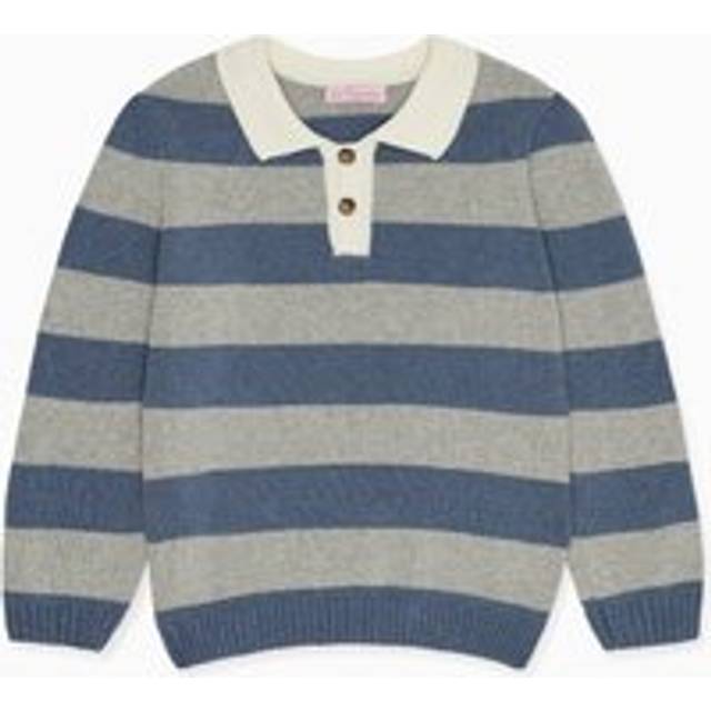 Blue Stripe Roman Cotton Boy Jumper - 2Y