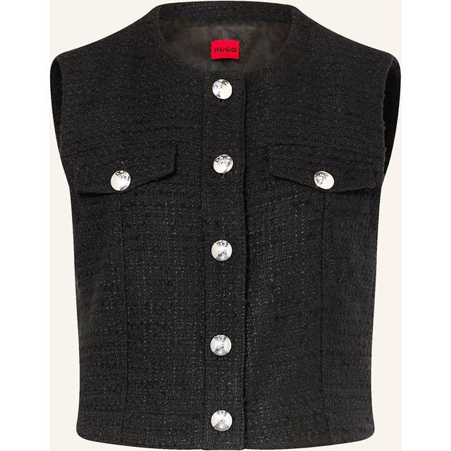 Regular-fit waistcoat in bouclé fabric - Black