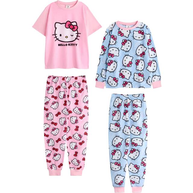 (13-14 Years, Blue/Pink) Hello Kitty Girls Long Pyjama Set (Pack of 2)