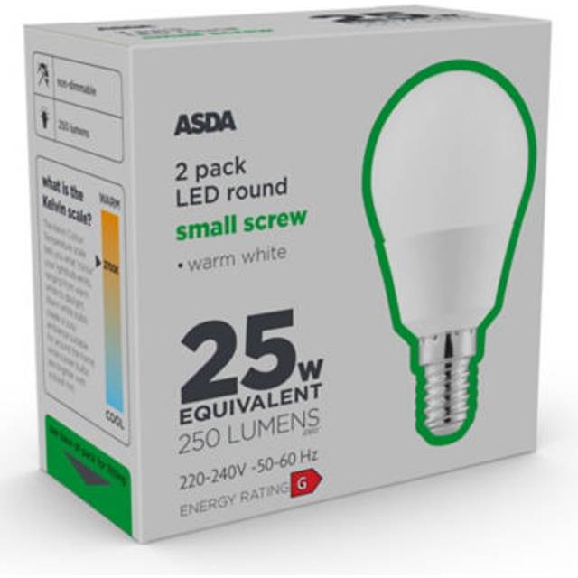 ASDA LED Round 25W Small Screw Lightbulb