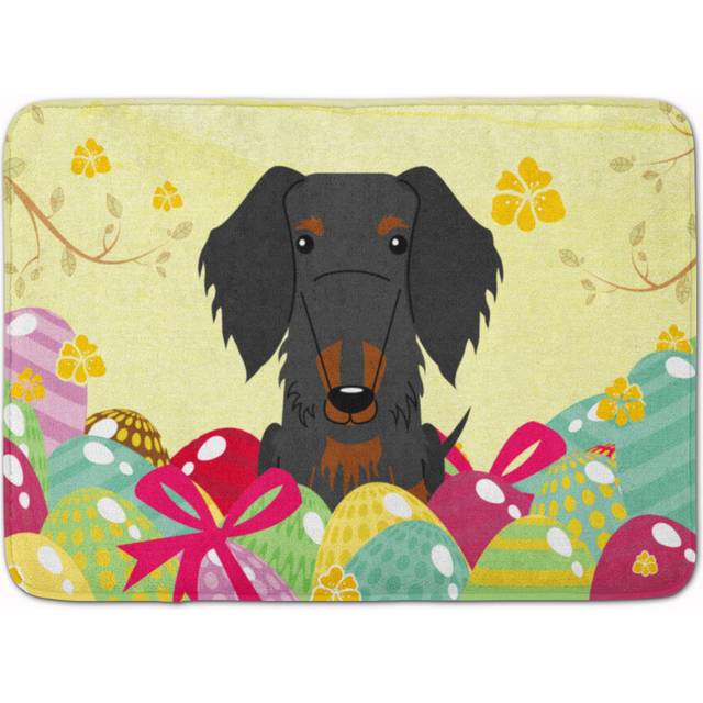 """""""""Caroline's Treasures Easter Eggs Wire Haired Dachshund Black Tan Machine Washable Memory Foam Mat doormats  Multicolor"""""""""