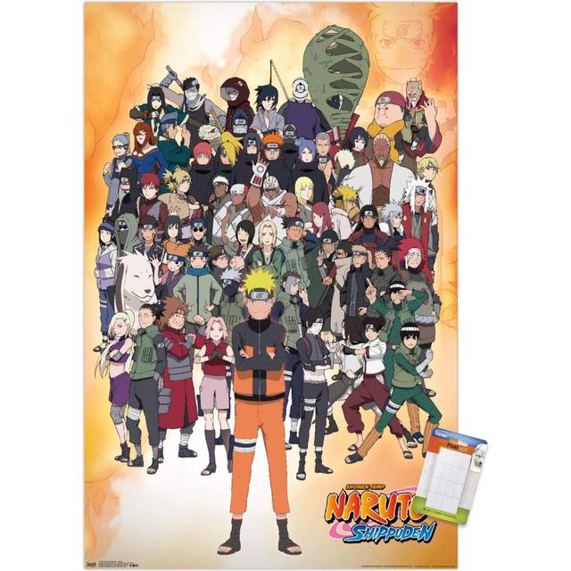 "Trends International Naruto Shippuden - Group Wall Poster  22.375"""""""" x 34""""""""  Poster & Mount Bundle"