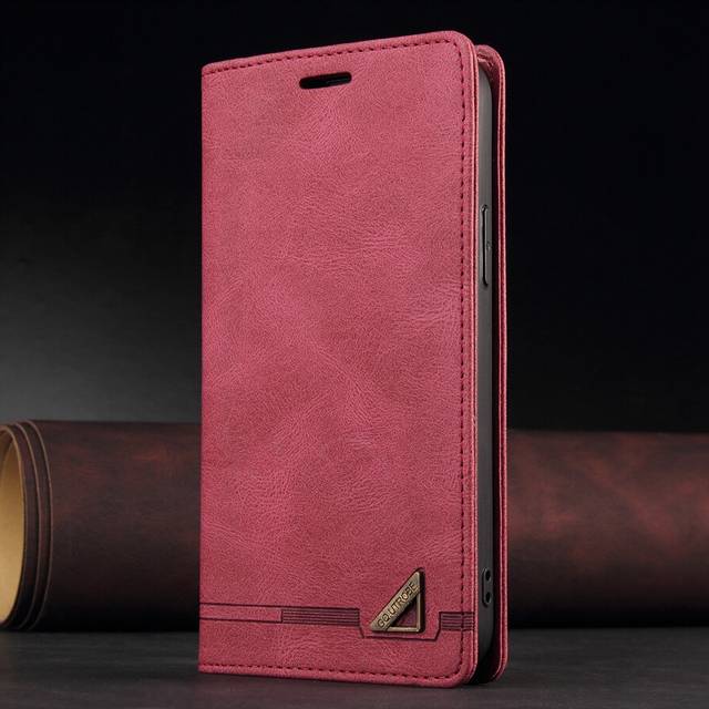 (Wine red, iPhone 11 Pro Max) Wallet Anti-theft Brush Magnetic Flip Leather Case For iPhone 15 14 Pro Max 13 Mini 12 11 SE 2022 2020 X XR XS Max 8 7 6