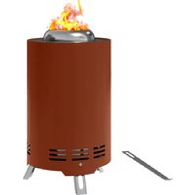Outsunny Smokeless Fire Pit, 16 x 16 cm Stainless Steel Portable Wood Burning Firepit with Poker for Garden Camping Bonfire Party, Red