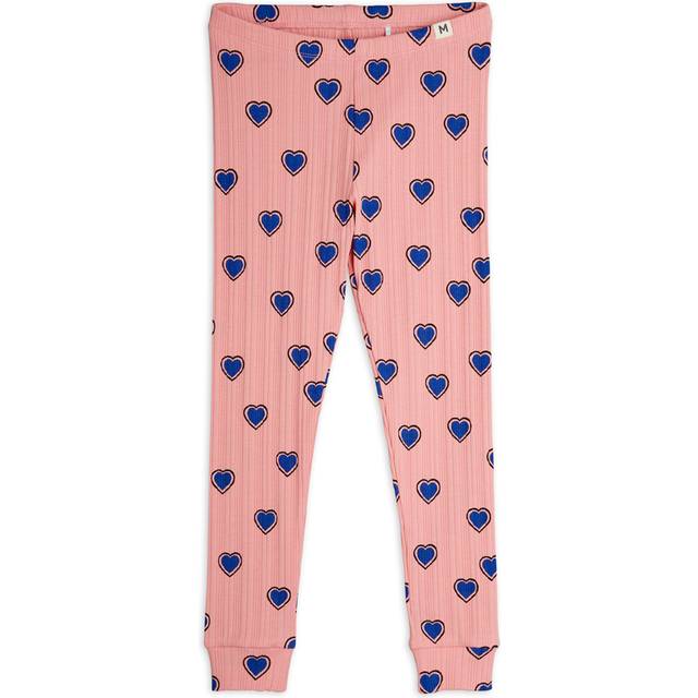 Mini Rodini GOTS Outlined Hearts Aop Leggings Pink | Rosa | 92/98 cm