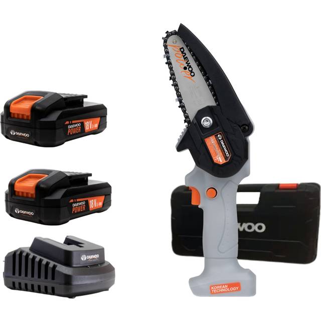 Daewoo U-force Cordless Handheld Mini Chainsaw 10Cm With Hard Case + 2 X 2.0Ah Battery + Charger