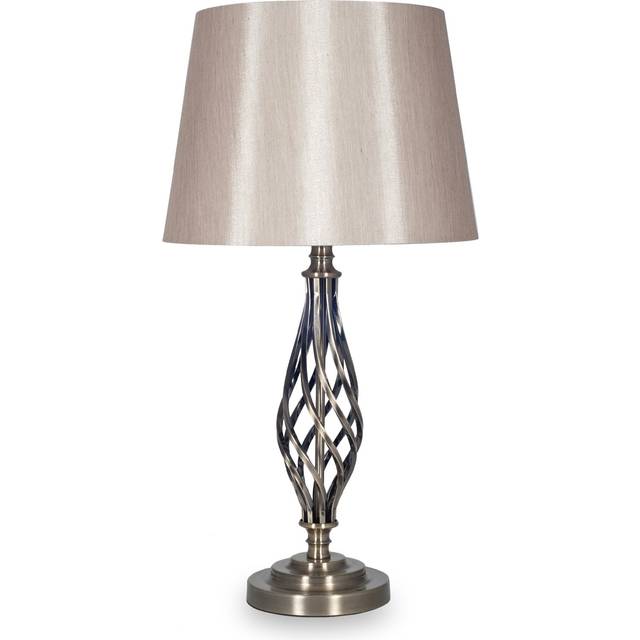 Jenna Silver Metal Twist Detail Table Lamp for Living Room | Roseland