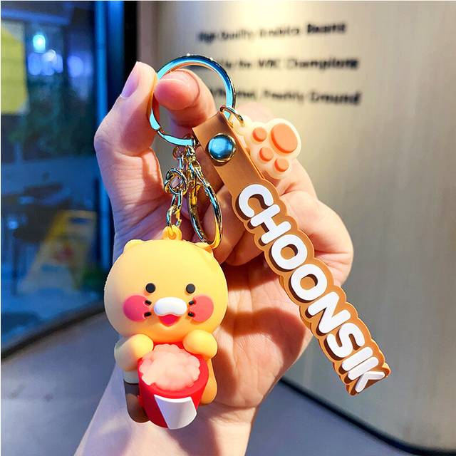 (Sitting Meal) Fashionable Choonsik Keychain Cute Pvc Popcorn Character Key Ring 2023