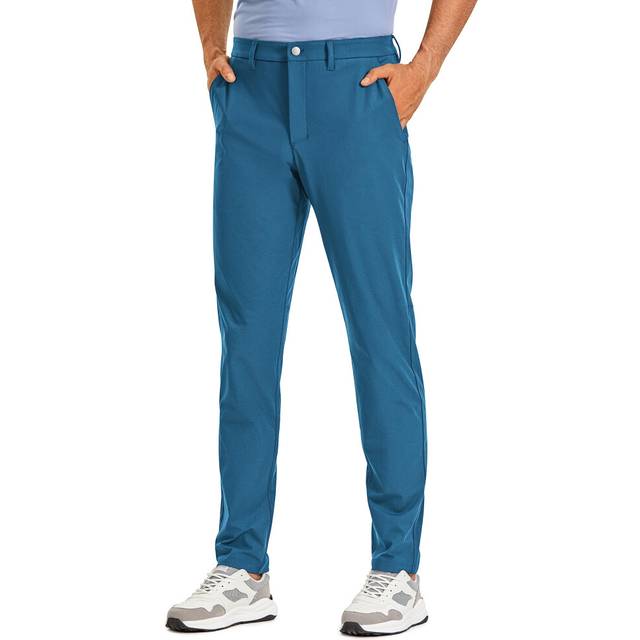 CRZ YOGA Men's All Day Comfy Golf Pants - 32 Quick Dry Lightweight Work Casual Trousers with Pockets Iron Blue 34W x 32L