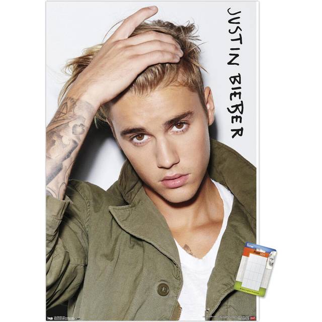 "Trends International Justin Bieber - Eyes Wall Poster  14.725"""""""" x 22.375""""""""  Premium Poster & Mount Bundle"