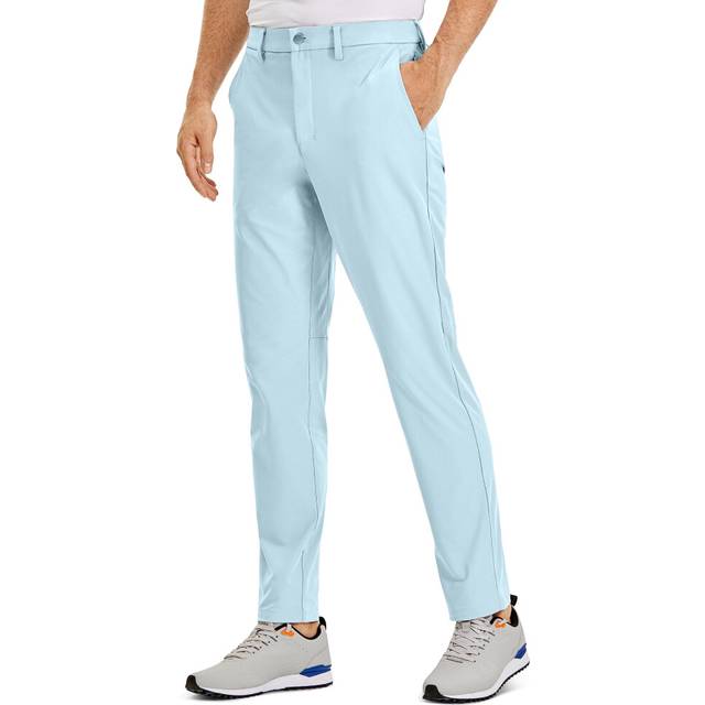 CRZ YOGA Men's All Day Comfy Golf Pants - 34 Quick Dry Lightweight Work Casual Trousers with Pockets Chambray Blue 28W x 34L