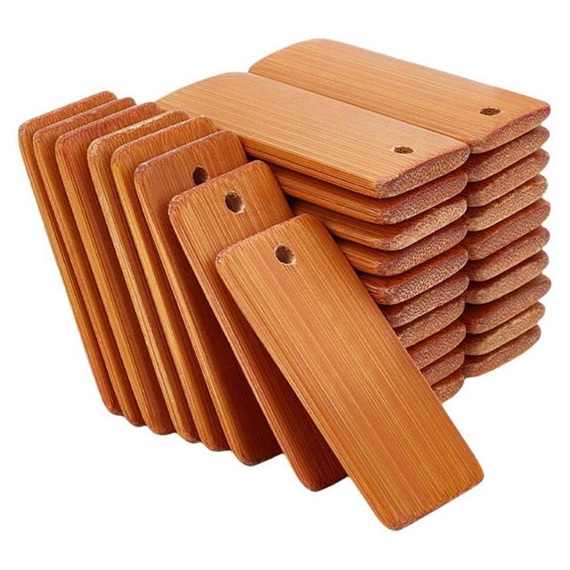 120PCS Wooden Tags Key Ring Blanks for Keychain Wine Bottle