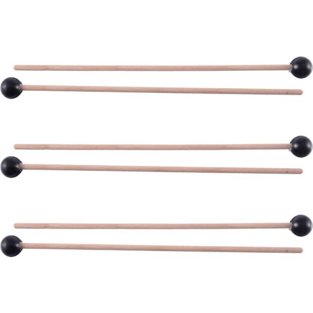 6Pcs Soft Rubber Head Sticks Wood Handle Bell Mallets for Glockenspiel Xylophone Bell Music Instruments Parts Black