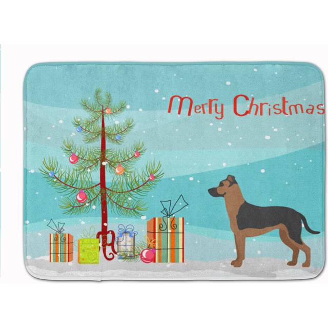"""""""""Caroline's Treasures Shepherd Pit Mix #1 Christmas Tree Machine Washable Memory Foam Mat doormats  Multicolor"""""""""
