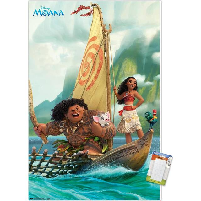 "Trends International Disney Moana - Group Wall Poster  14.72"""""""" x 22.37""""""""  Premium Poster & Mount Bundle"