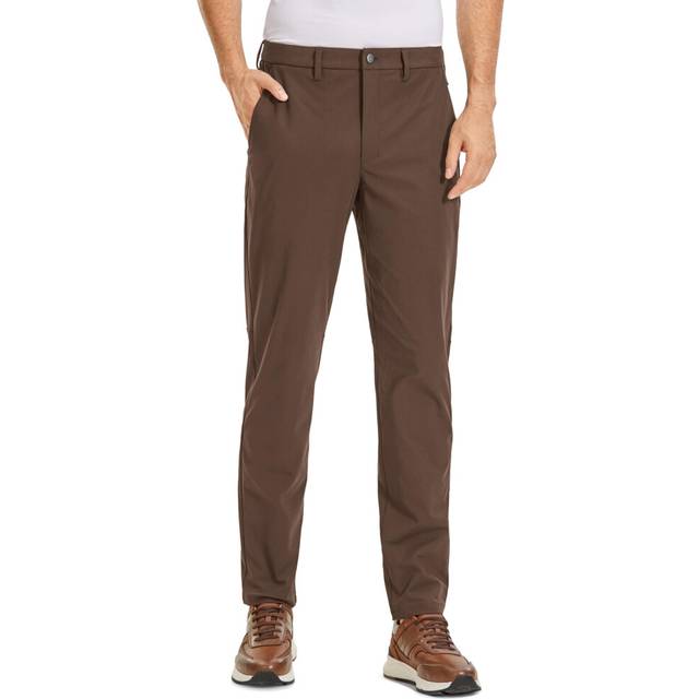 CRZ YOGA Men's All Day Comfy Golf Pants - 30 Quick Dry Lightweight Work Casual Trousers with Pockets Dark Olive Brown 38W x 30L