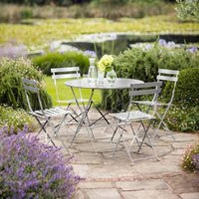 Rive Droite 4 Seater Bistro Set Large Silver Grey Outdoor Indoor - Garden Trading