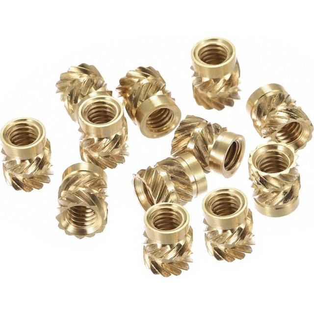 uxcell Knurled Insert Nut M4 x 7mm L x 6mm OD Female Thread Brass Embedding Nut 60 Pcs