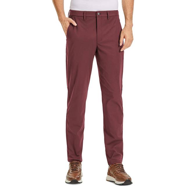 CRZ YOGA Men's All Day Comfy Golf Pants - 34 Quick Dry Lightweight Work Casual Trousers with Pockets Saddle Brown 32W x 34L