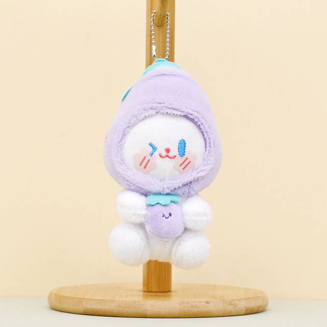 (Eggplant Elf) Bunny Charming Potato Plush Keychain Short Fur Soft Keyring Cute Bag Ornament