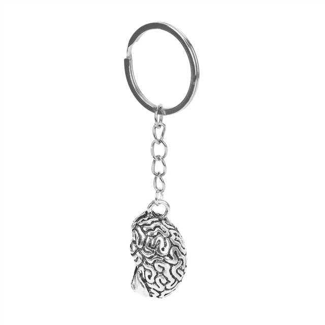 Brain Keychain Alloy IQ Key Ring Fob Chain Medicine Human