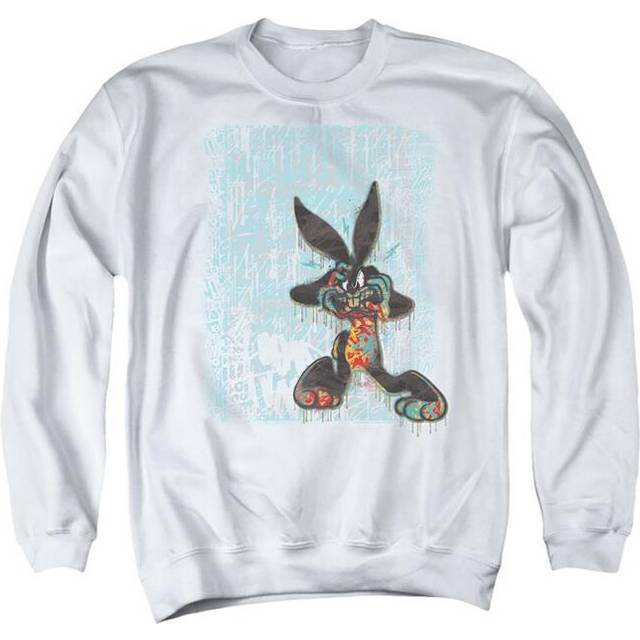 Trevco Sportswear LT261-AS-6 Looney Tunes Graffiti Rabbit Adult Crewneck Sweatshirt, White - 3X