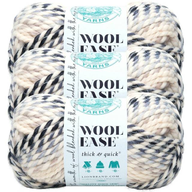 Lion Brand Yarn Wool-Ease Thick & Quick Yarn  Soft and Bulky Yarn for Knitting  Crocheting  and Crafting  3 Pack  Moonlight