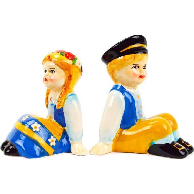 Swedish Sitting Couple Vintage Ceramic Salt and Pepper Shakers Set by E.H.G