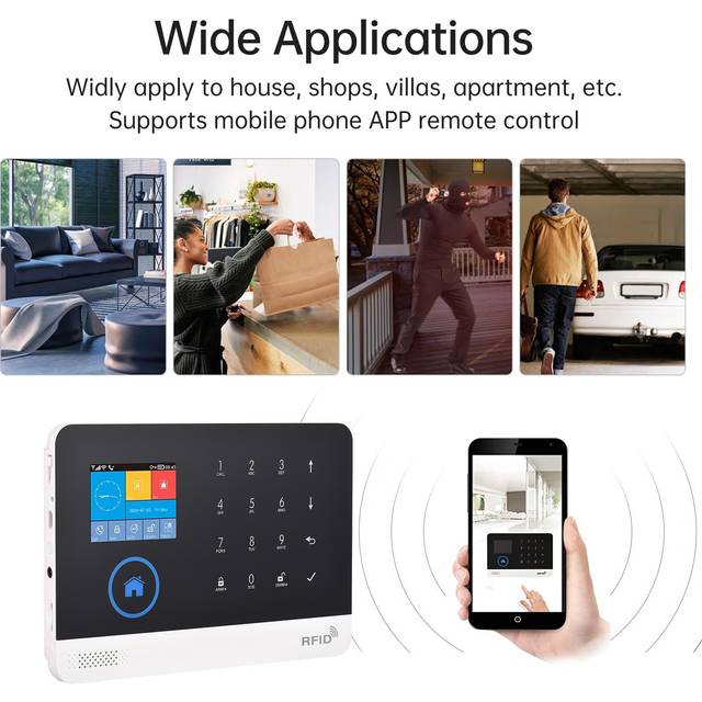 Security Alarm System for House 2.4G WiFi GSM 2.4 inch TFT LCD Display Wireless Home Security Alarm US Plug