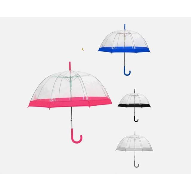 "(Red/Pink) MantraRaj 23"" Clear See Through Dome Umbrella Ladies Transparent Walking Rain Brolly Strong, Lightweight, Waterproof Wedding Umbrella"