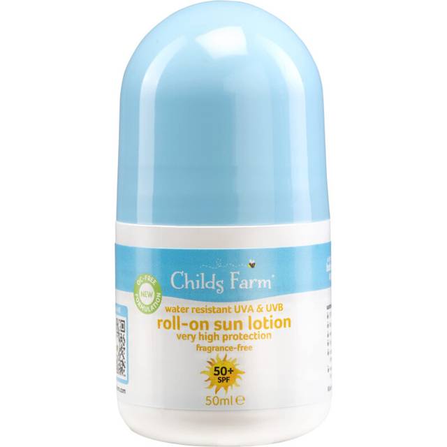 Childs Farm Kids Baby Sun Lotion Roll-On SPF 50plus Water Resistant UVA UVB Suitable Dry, Sensitive Eczema-prone Skin 50ml, White, 1, 85.65 Grams