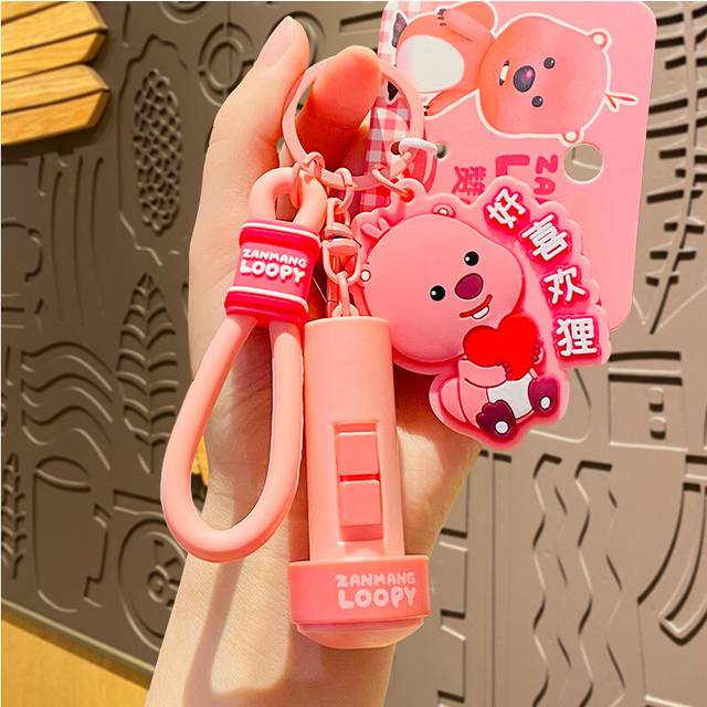 (Like) Cute Zanmeng Ruby Flashlight Keychain Pvc Cartoon Pendant Ideal For Gifting