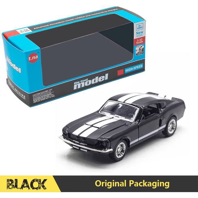 ((YM)BlackVB) 1:32 Alloy Diecast Mustang GT Classic Vintage Car Model Pull Back Car Miniature Vehicle Replica For