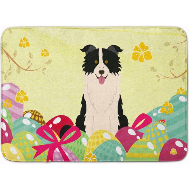 Caroline's Treasures Easter Eggs Border Collie Black White Machine Washable Memory Foam Mat doormats