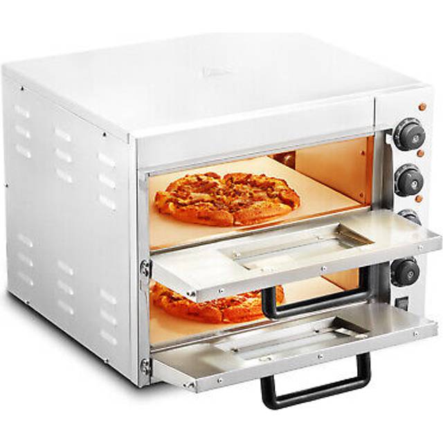 VEVOR Kommerzieller Pizzaofen Backofen 406mm Edelstahl Elektrisch 4 Drehkn&#xF6;pfe