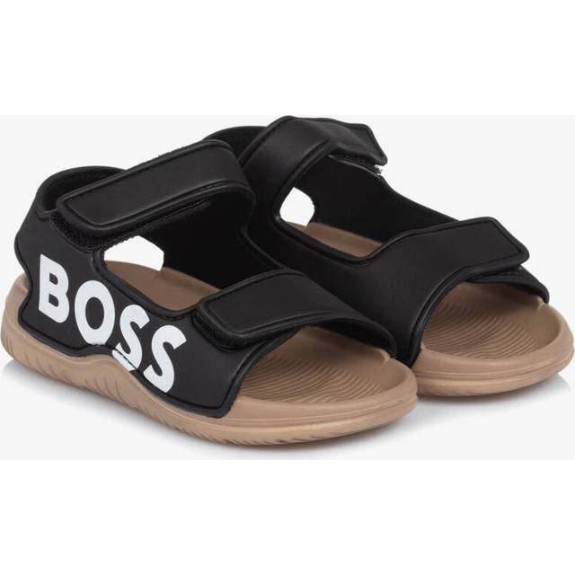 Boss Boys Black Faux Leather Sandals - 19