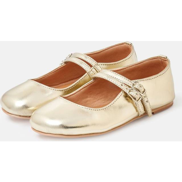 Angel & Rocket Kids' Double Buckle Ballerina Pumps, Gold
