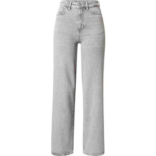 Wide Leg Jeans with High Waist - Grey Denim - 10 L32